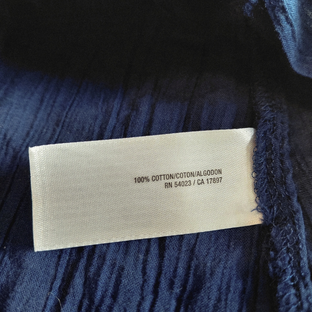 Old Navy Cotton Half Button Down Shirt Navy Blue W/Pockets Long Sleeve Size XL - Picture 5 of 7